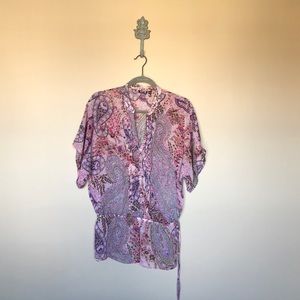 Pink and purple paisley blouse